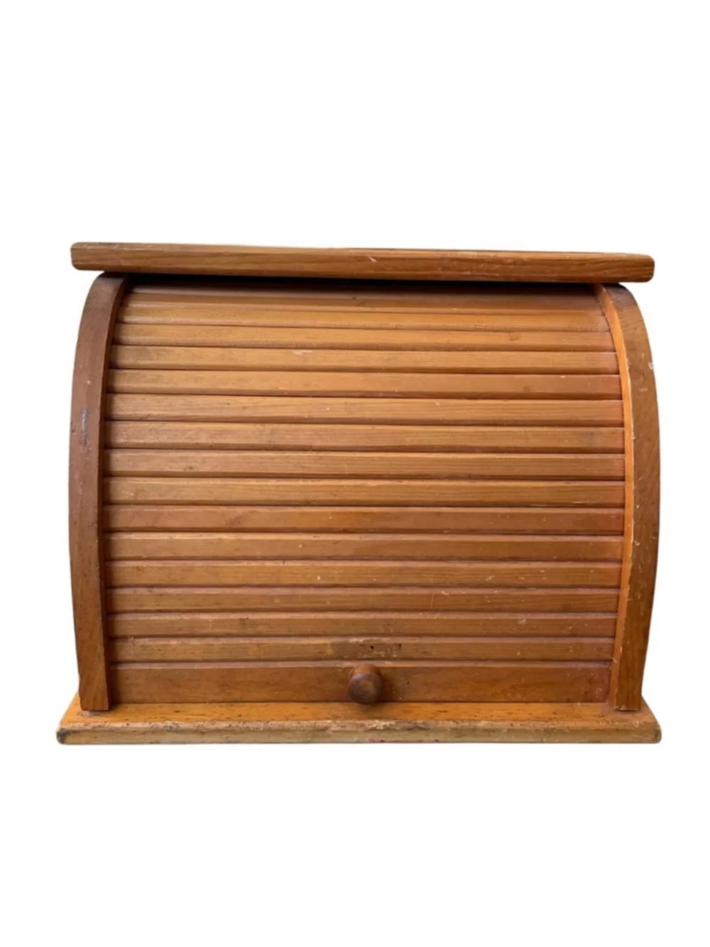 Vintage Hand Crafted Amish Wooden Roll Top Bread Box